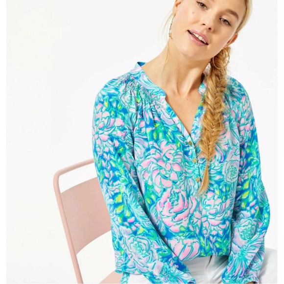 Lilly Pulitzer Elsa Top In Full Bloom - Picture 7 of 8